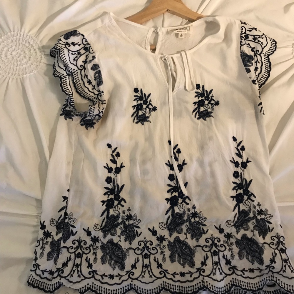 Business Casual Embroidered Blouse